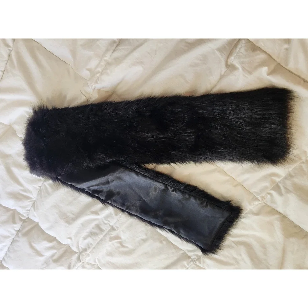 UNREAL FUR Black Faux Fur Scarf/ Collar/ Wrap Australia Designed